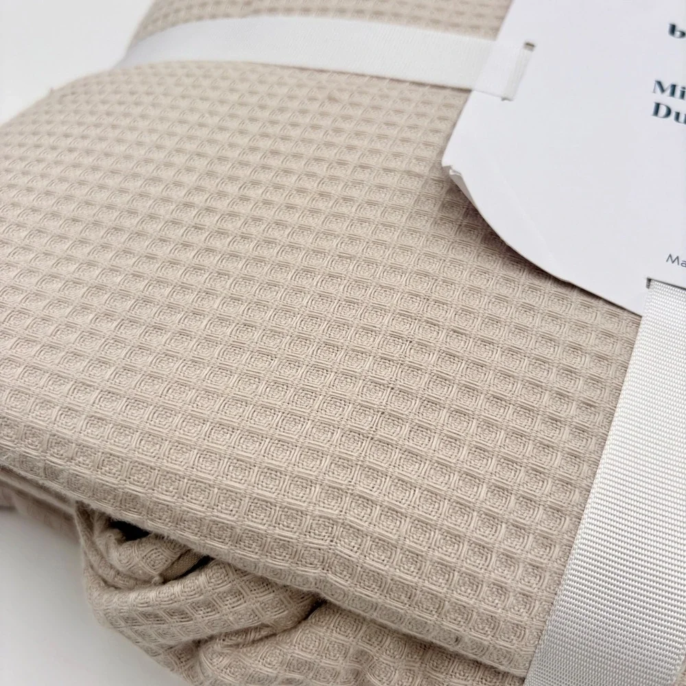 Brooklinen Micro Waffle Duvet Cover Full Queen Pebble Tan 100% Cotton Turkey